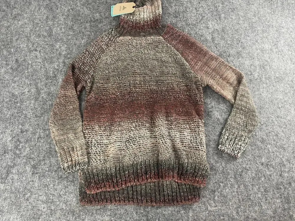 Prana Sweater Women Small Tunic Gray Turtle Neck Wool Blend Pullover Knit N38